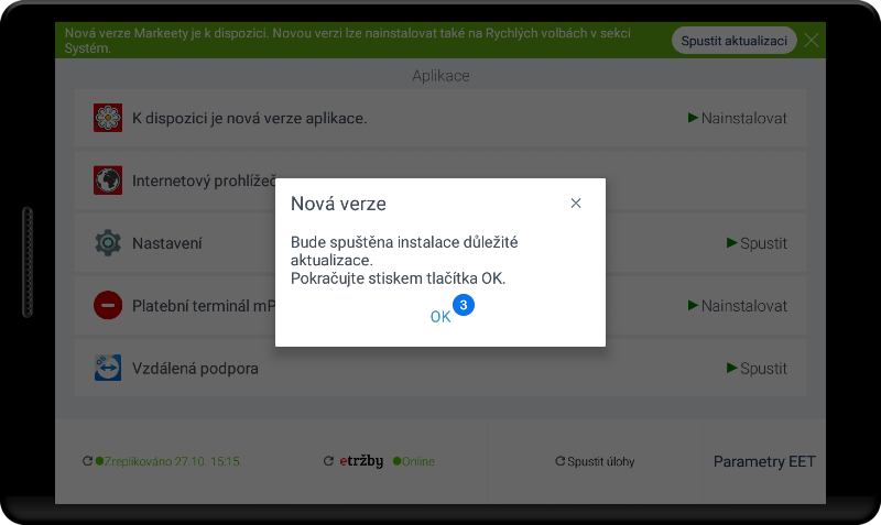 Informace o instalaci aktualizace