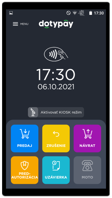 Hlavní obrazovka aplikace