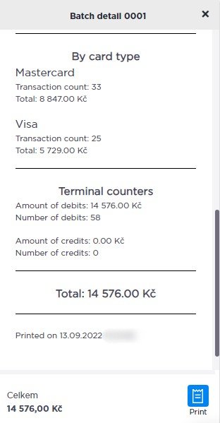 Batch detail - by card type