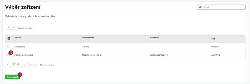 Výběr zařízení