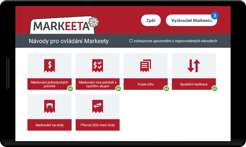 Návody pro ovládání Markeety