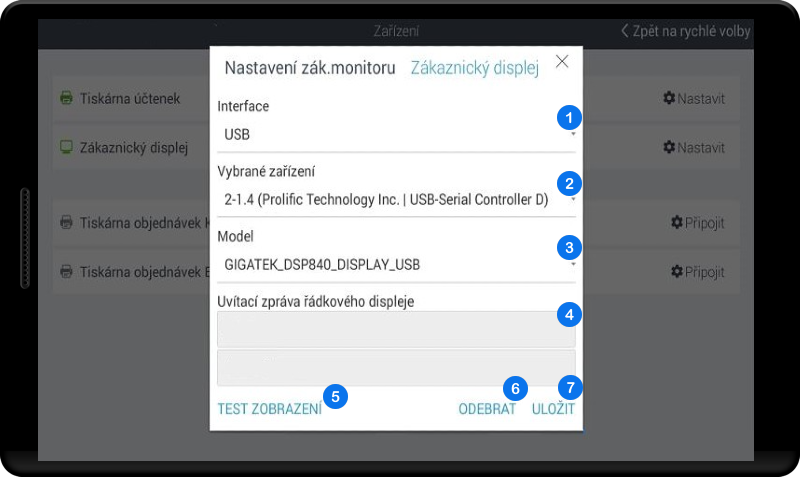 Nastavení řádkového displeje - DSP840