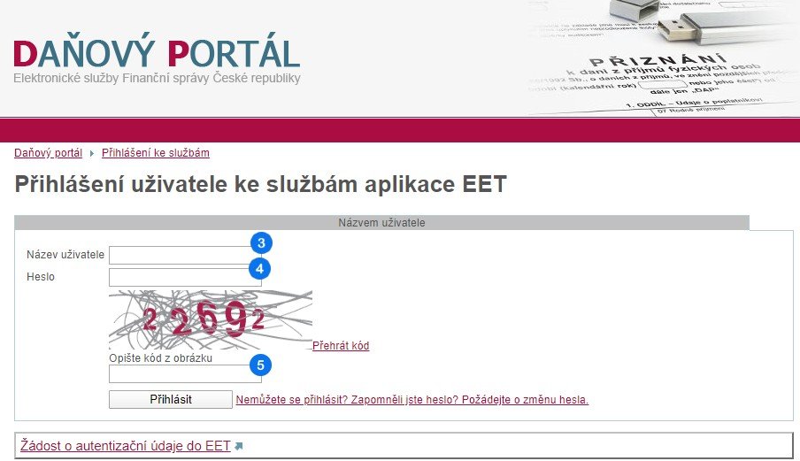 Přihlášení do daňového portálu - krok 3