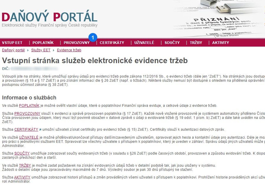 Založení provozovny - krok 1