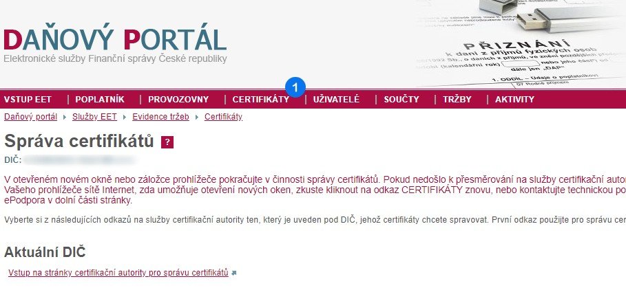 Stažení certifikátu - krok 1