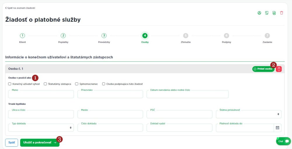Žiadosť - Osoby