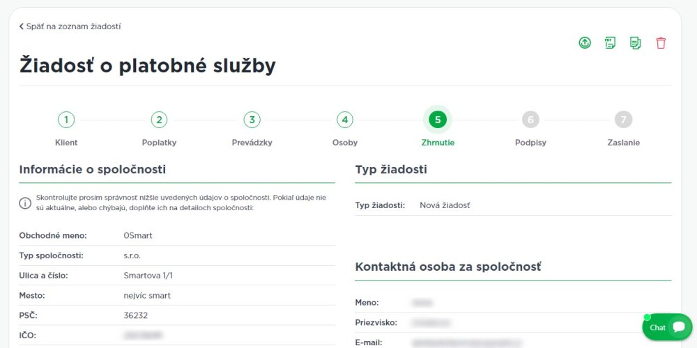 Žiadosť - Zhrnutie