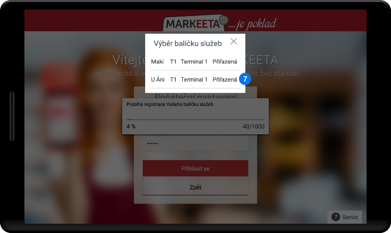 Prvotní přihlášení do dotykové pokladny - krok 5