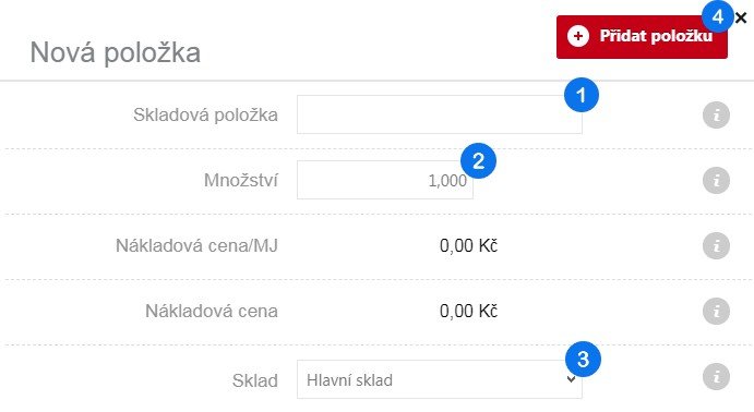 Okno Nová položka (Suroviny)