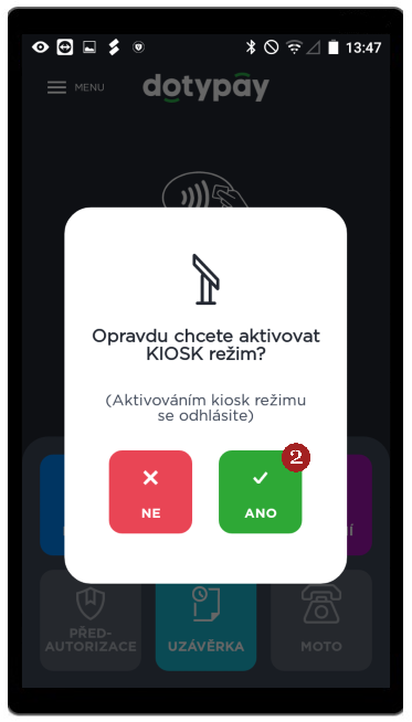 Spuštění KIOSK režimu - krok 2