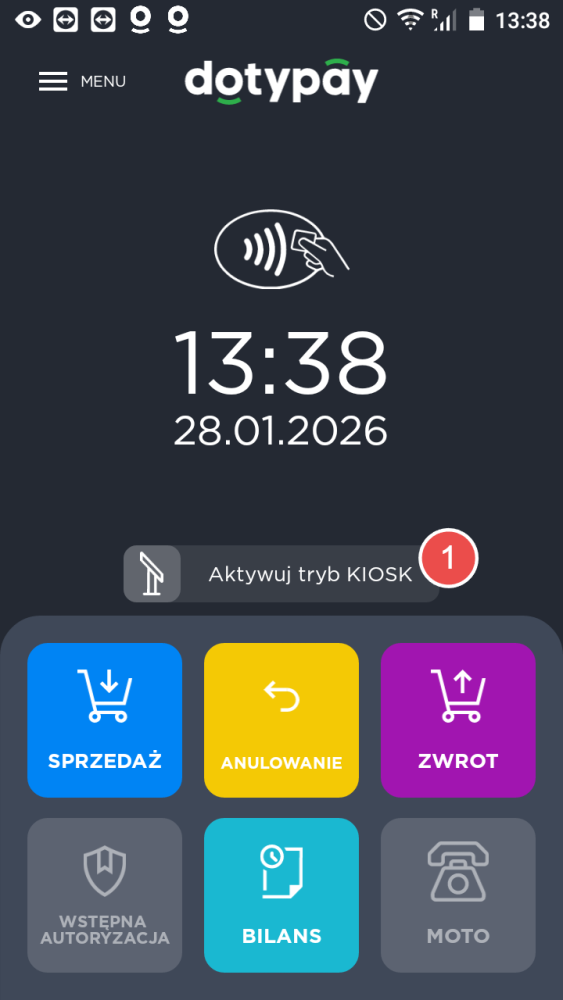 Uruchamianie trybu KIOSK – krok 1