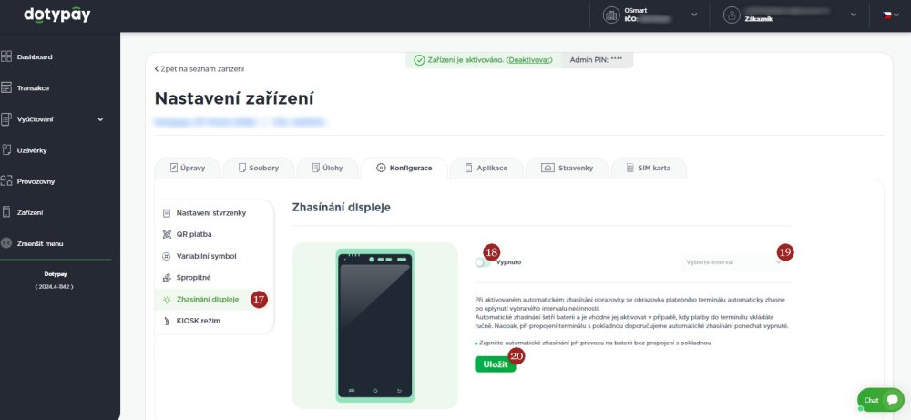 Zhasínání displeje