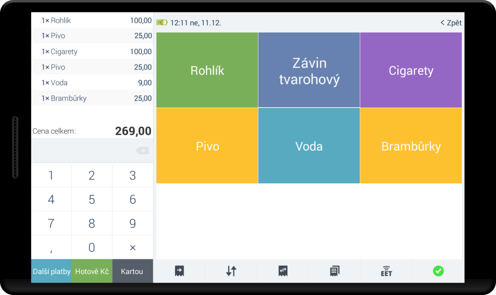 Obrazovka markování - balíček služeb Basic