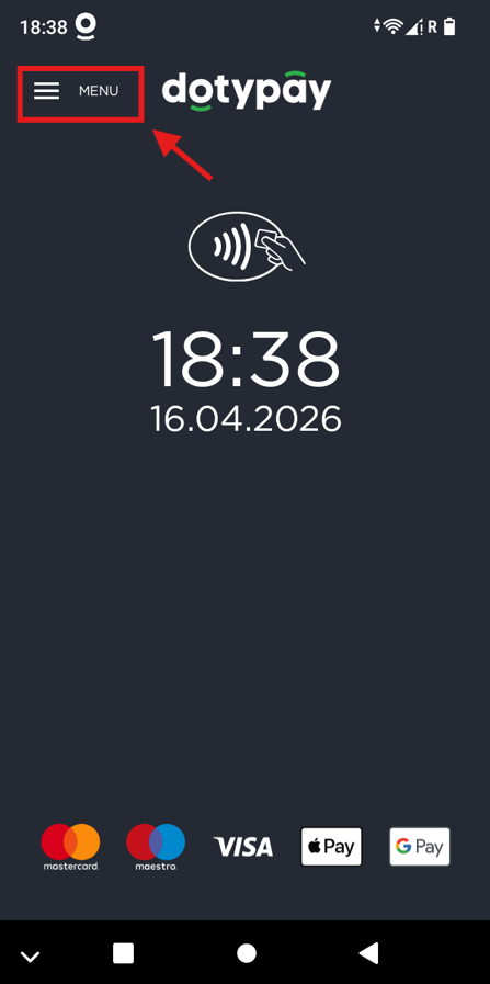 MENU Dotypay aplikace