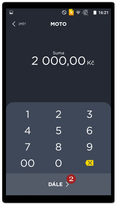 MOTO platba - zadání sumy