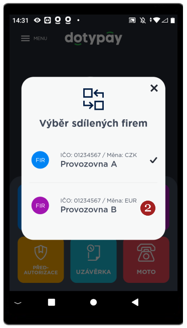 Přepnutí měny - krok 2