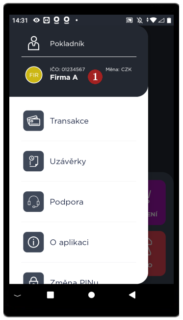 Přepnutí IČ - krok 1