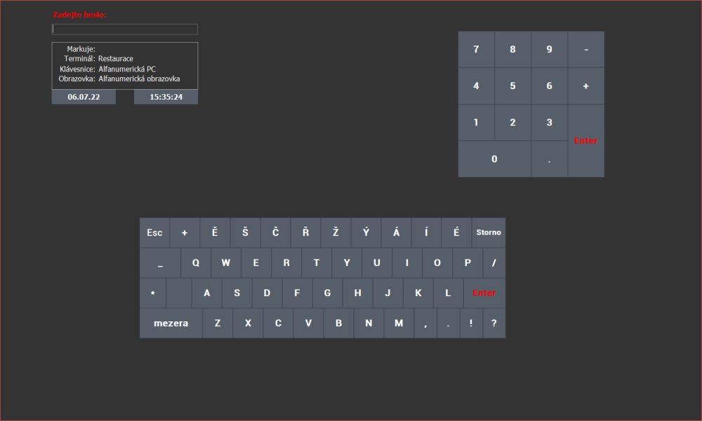 Obrazovka přihlášení