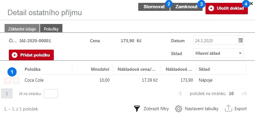 Tvorba dokladu o ostatním příjmu – krok 6