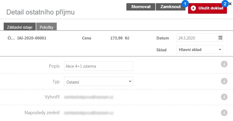 Detail ostatního příjmu