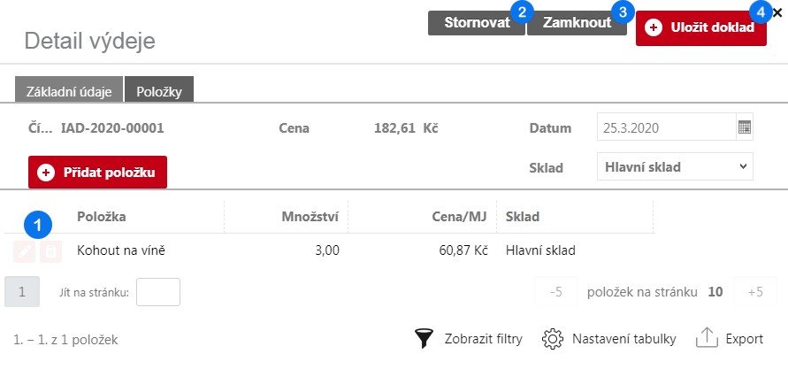Tvorba dokladu o ostatním výdeji – krok 6