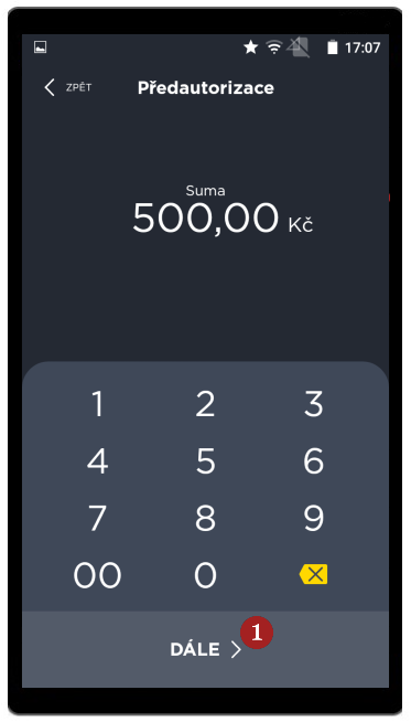 Před-autorizace - krok 1