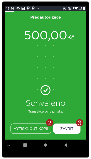 Před-autorizace - krok 3