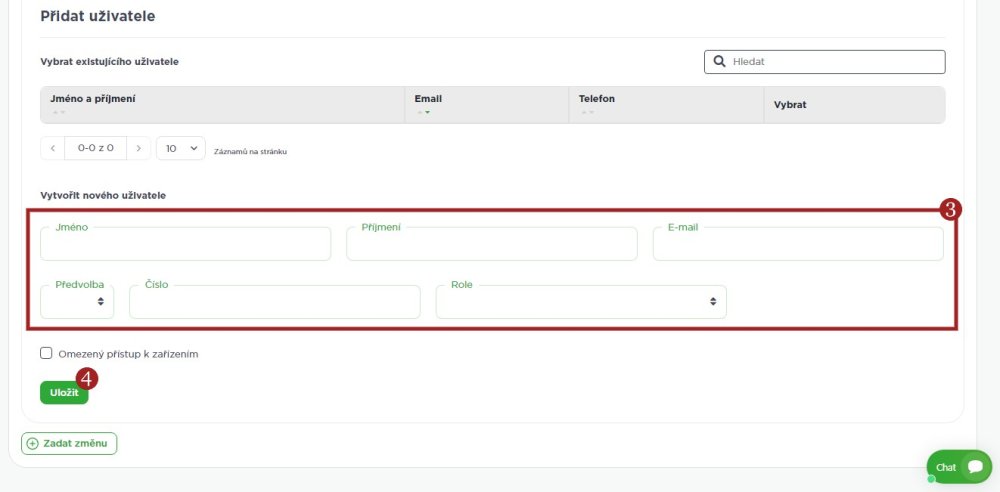 Vytvořit nového uživatele