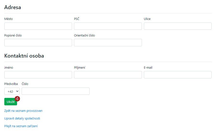 Vytvoření provozovny - krok 4