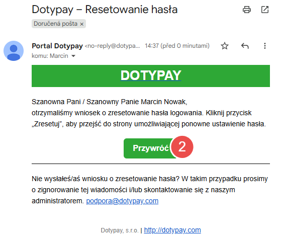 Zapomniałeś hasła? - krok 2