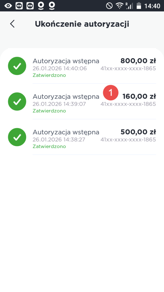 Wykaz autorizacji wstepnych - krok 1