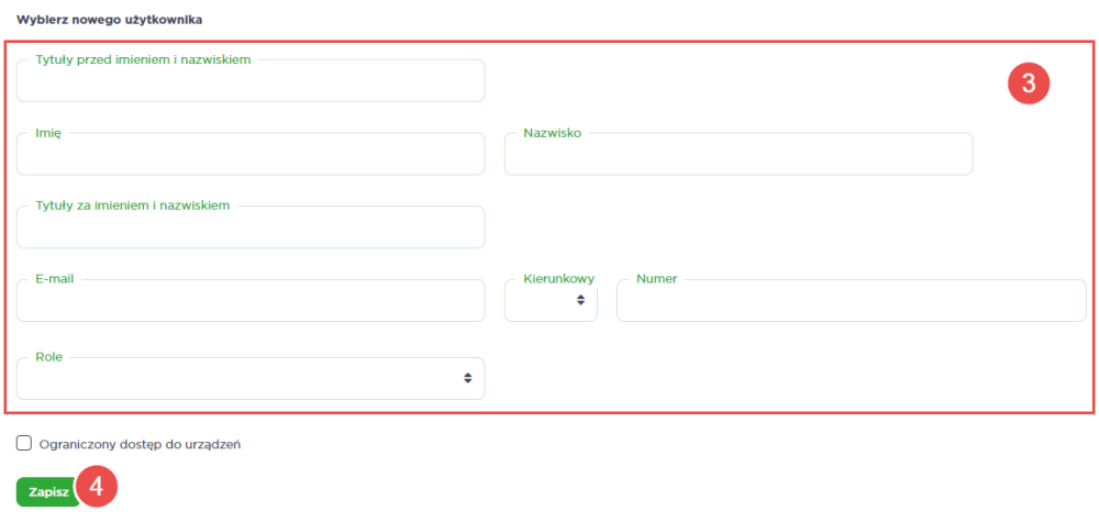 Wybierz nowego użytkownika