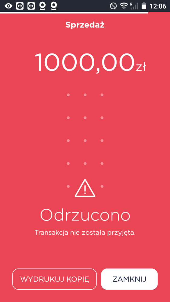 Transakcja odrzucona