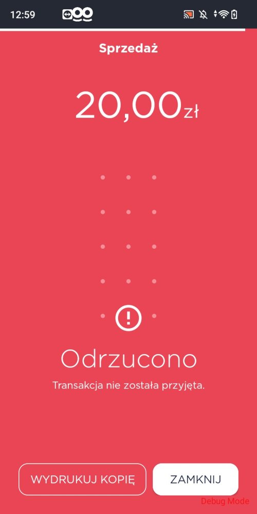 Podpis nie pasuje – transakcja odrzucona