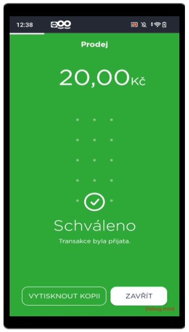 Podpis souhlasí - transakce schválena