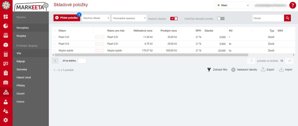 Jak přidat novou položku – krok 1