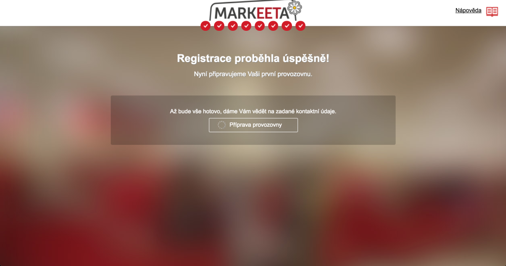 Průvodce registrací - dokončení