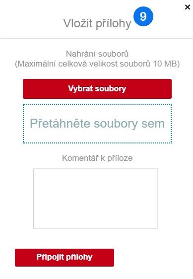 Vložení přílohy - Ukázka závady