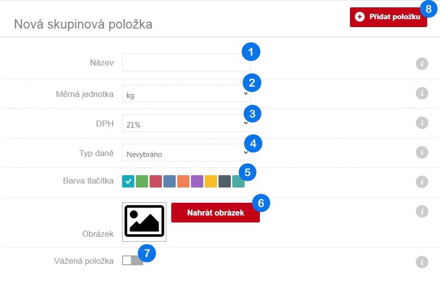 Okno Nové skupinové položky