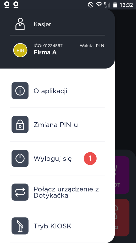 Menu aplikacji