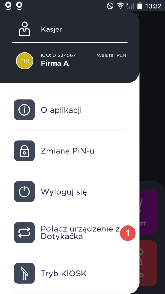 Menu aplikacji