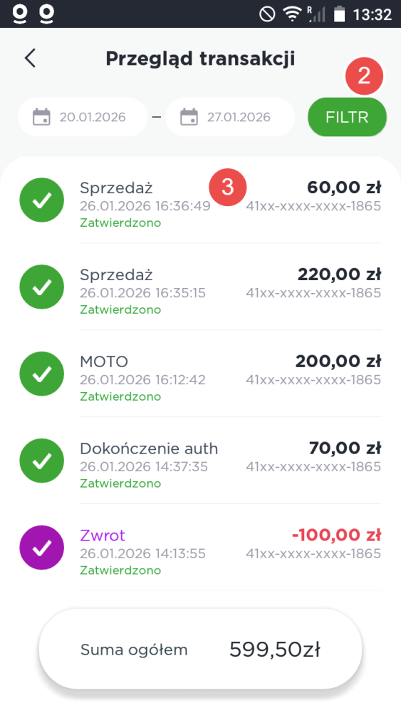 Przegląd transakcji