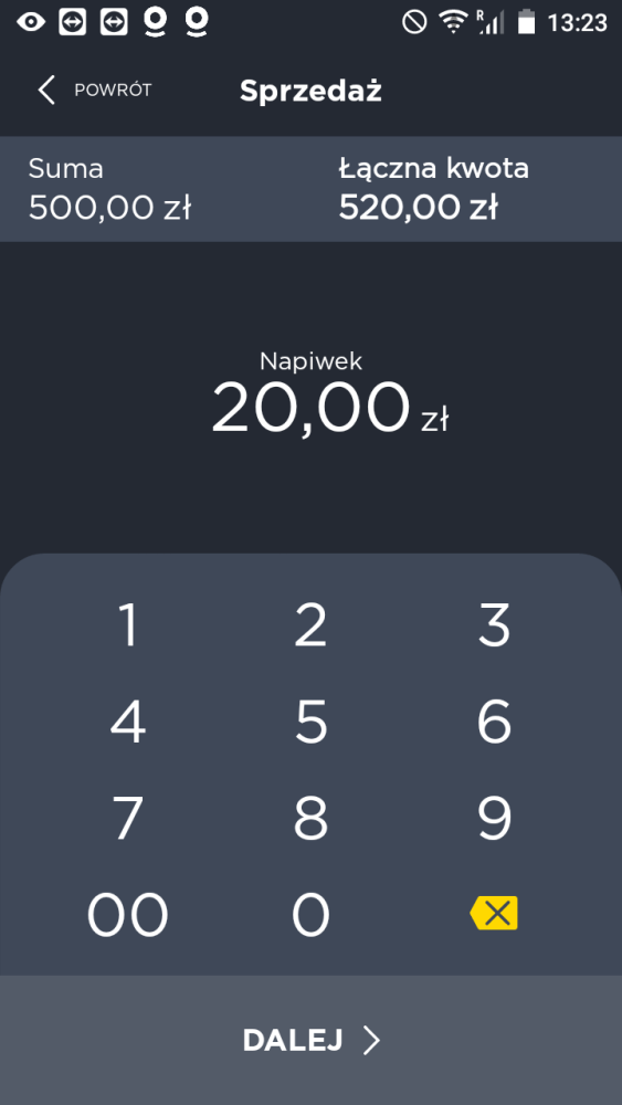 Napiwek - wprowadź tylko kwotę napiwku