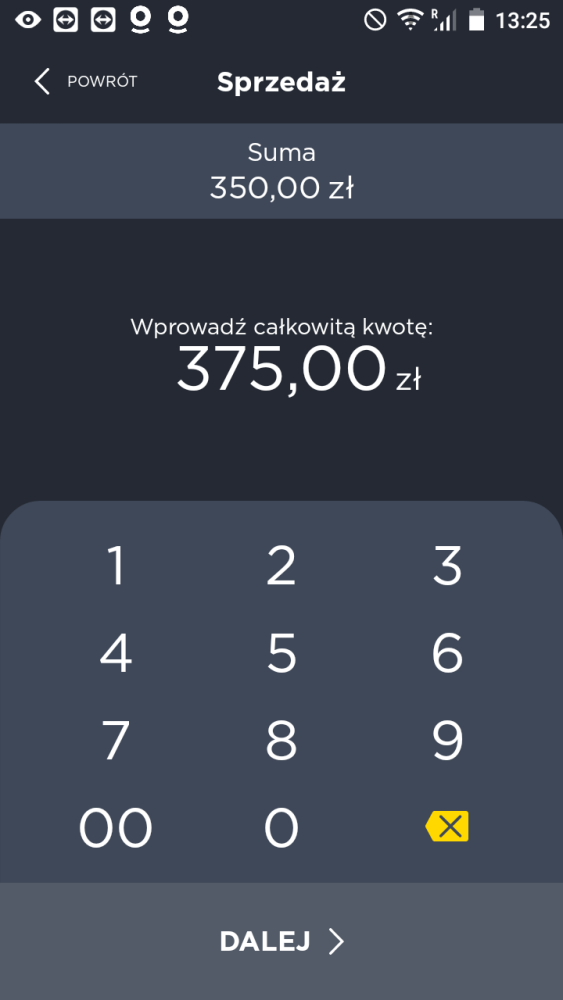 Napiwek - wpisz kwotę uwzględniającą napiwek