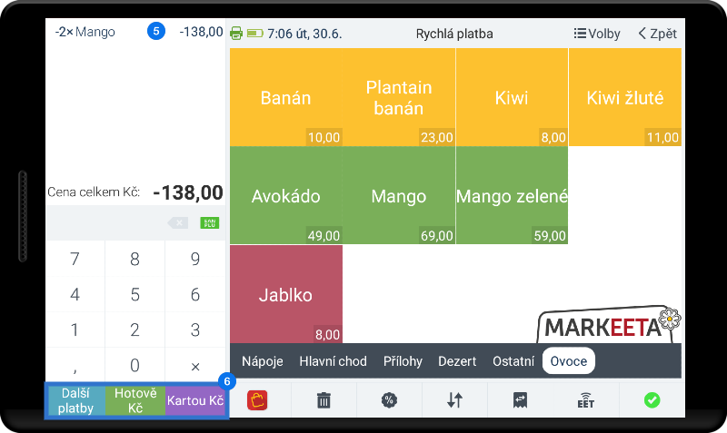 Jak vystornovat účet pomocí záporné položky - krok 3