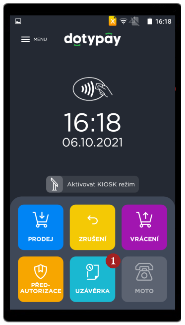 Základní obrazovka aplikace