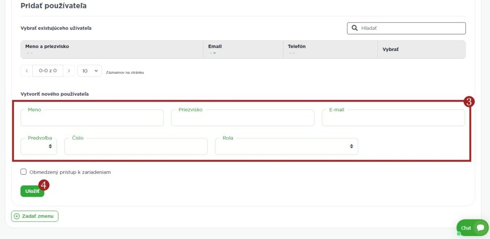Vytvorenie nového používateľa