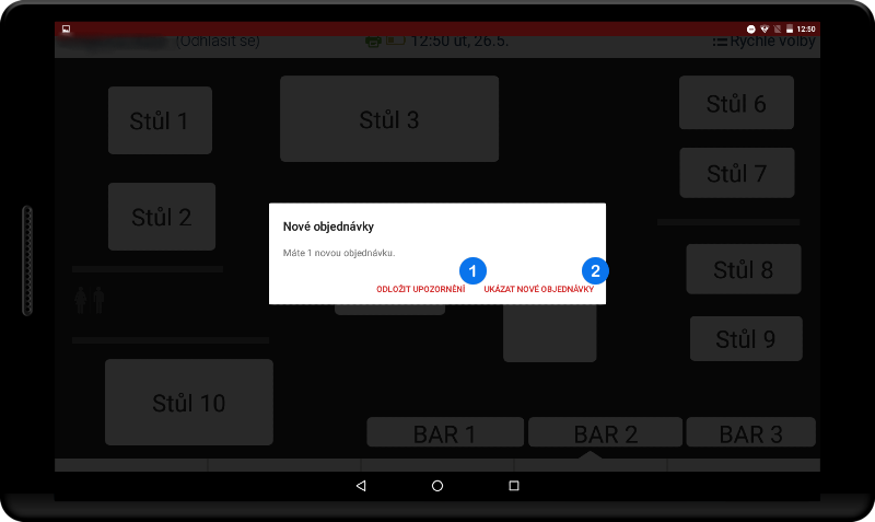 Okno nové objednávky