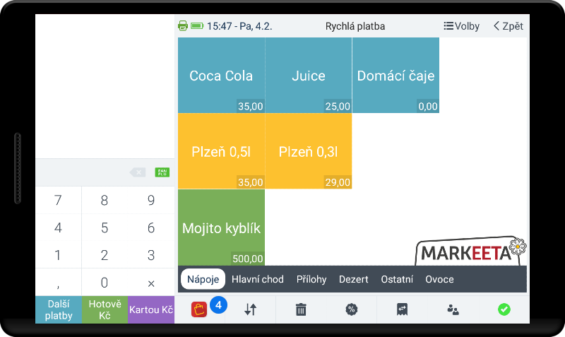 Spuštění aplikace - Markovací obrazovka