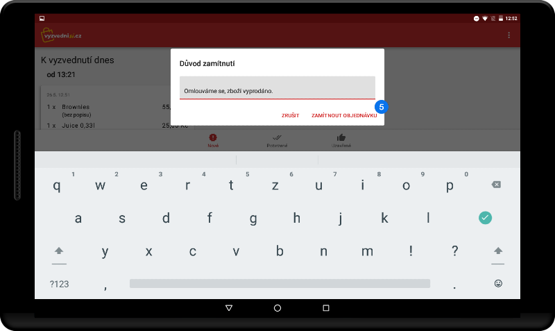 Zamítnutí objednávky